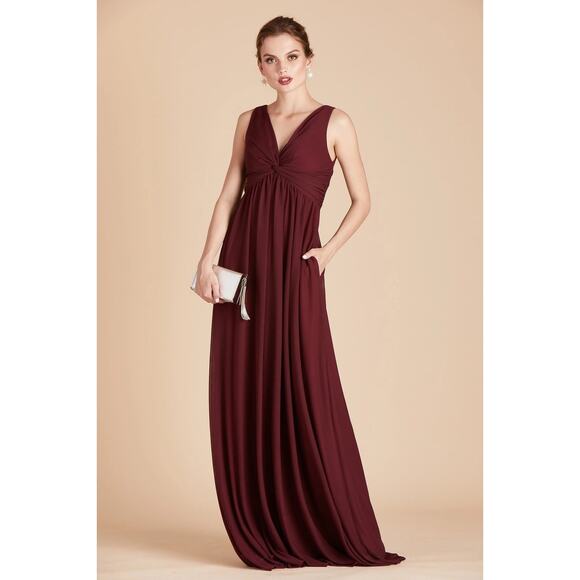 Birdy Grey Dresses & Skirts - NWT Birdy Grey Lianna Mesh Dress Twisted Front V-Neck Pockets Cabernet Small